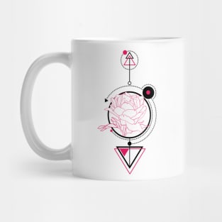 Peony flower, graphic drawing, sketch with geometric details Mug